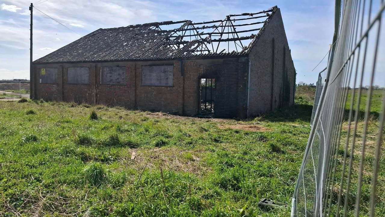 The fire damage at the old Monkshouse Bulb Company building
