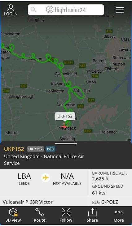 The route of the NPAS plane