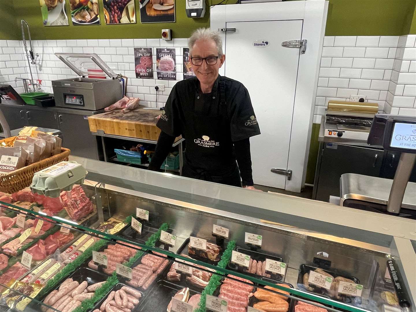 Ian Tilley at Grasmere Farm's butchery at Vine House farm