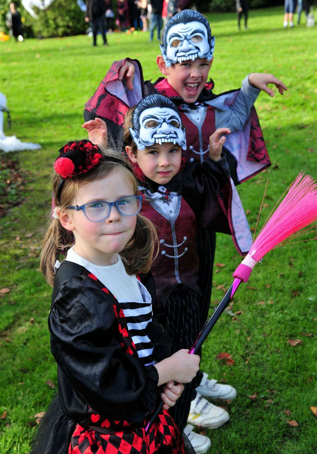 Evie Burston, Oli Giffen and Sam Giffen enjoyed the spooktacular. Photo: Chris Lowndes