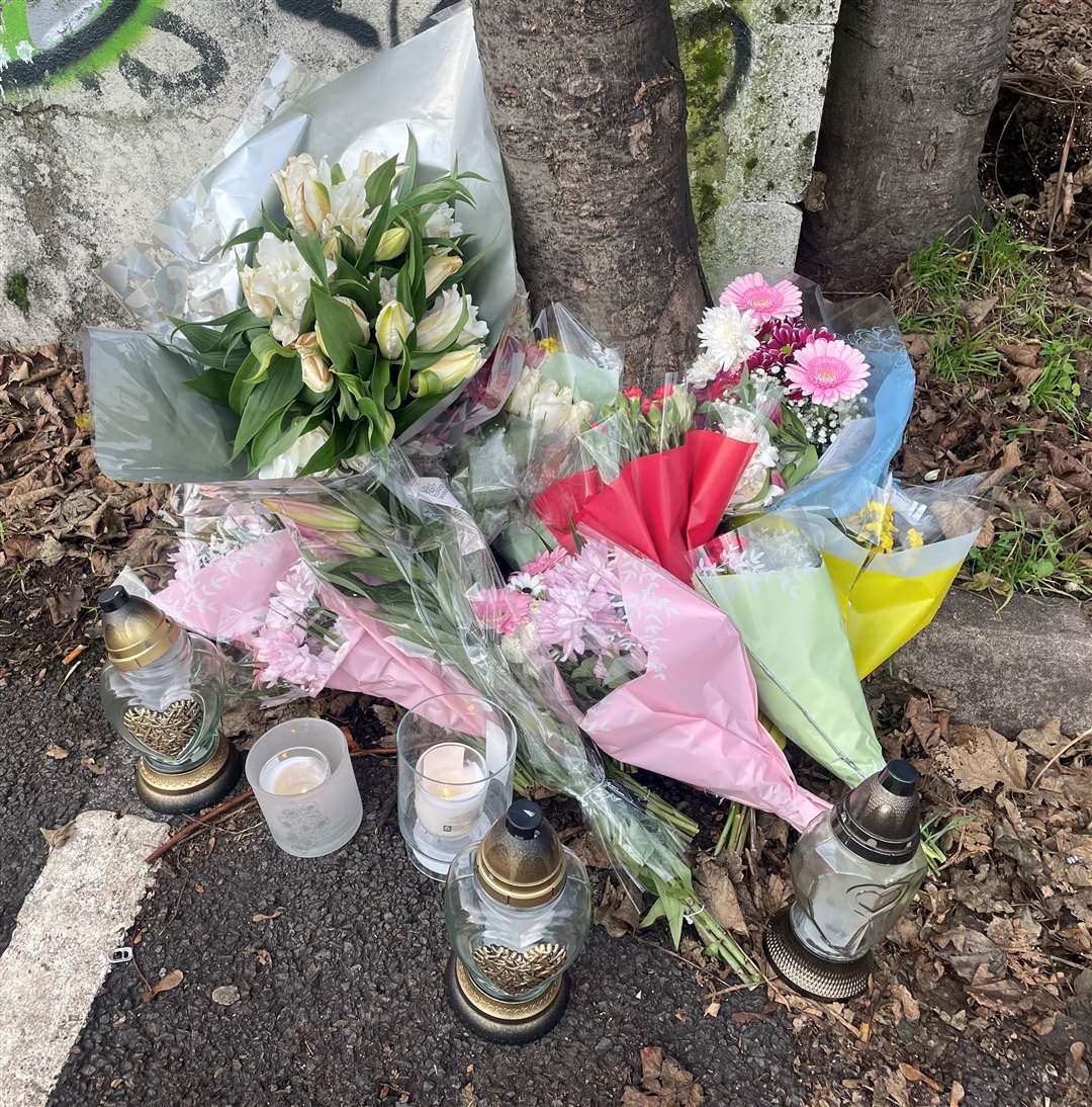 Flowers left near to the site where the body of Spalding woman Kristine Sparane was discovered