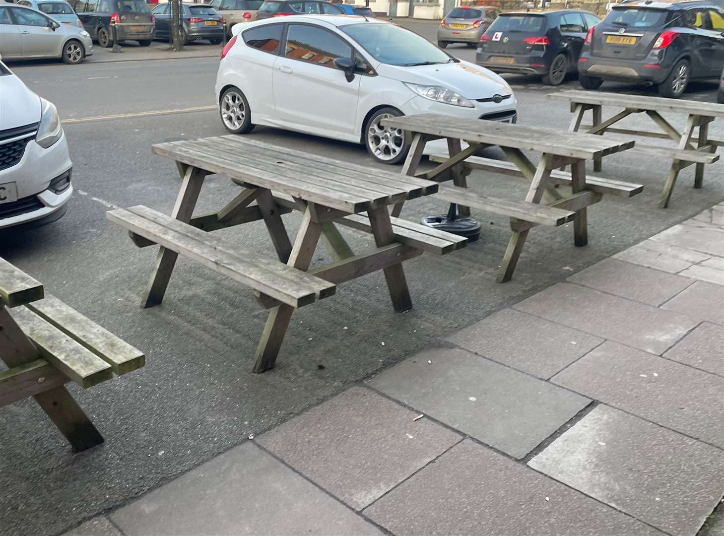 Outdoor seating at the front