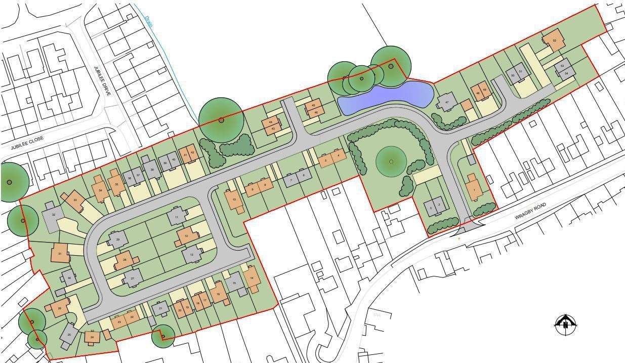 Proposed plans for 54 homes on Wragby Road, Bardney. Credit: Fytche-Taylor Planning Ltd/Executors of estate of Margaret Lintin
