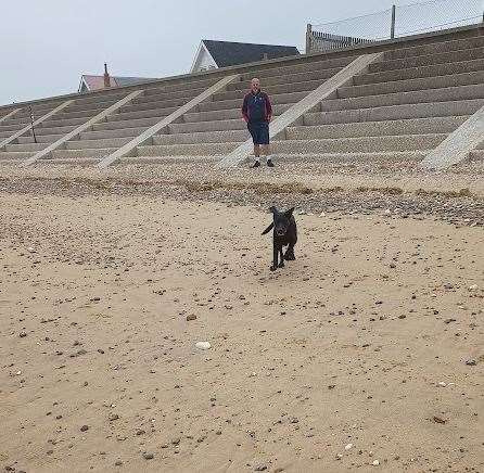 Look at those ears fly! Rita the guide dog enjoys a day at the beach and is showing off her recall