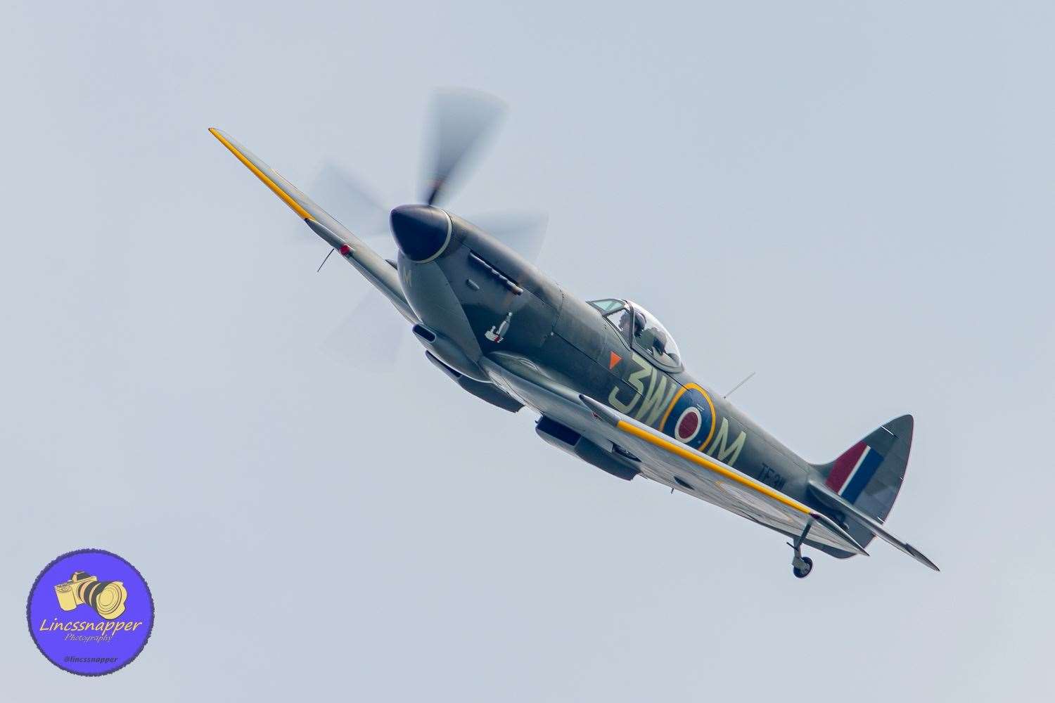 The spitfire flew over Grantham Town Football Club. Photo: Steve Nesbitt/Lincs Snapper