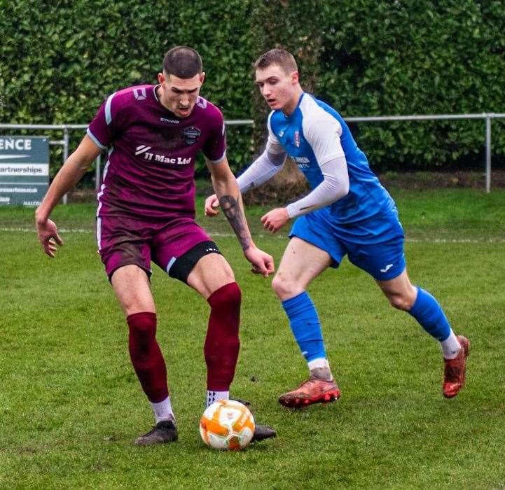 Match action from Bourne's home defeat to Kimberley Miners Welfare. Photo: Millie Deakin