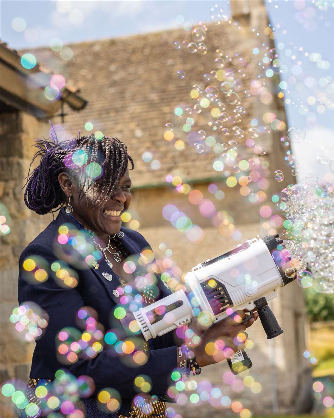 Dame Dr Maggie Aderin-Pocock took part in various science experiments during the visit.