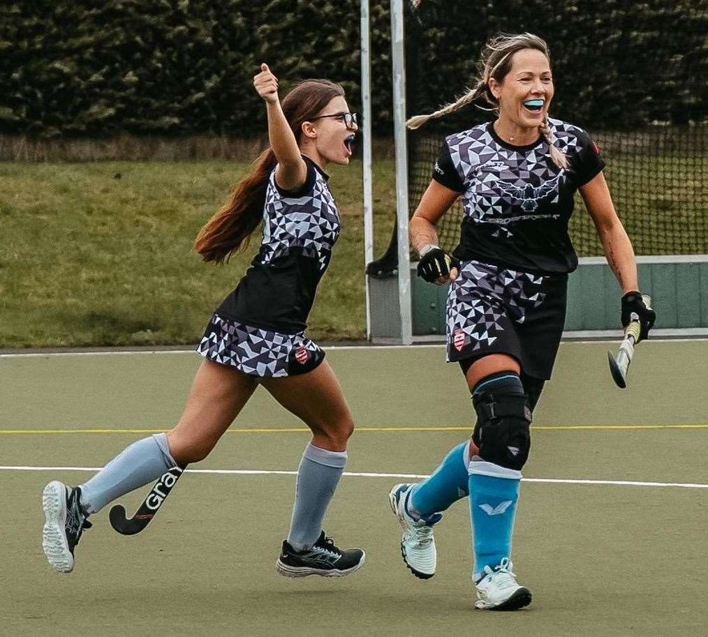 Bourne Deeping Ladies celebrate a goal. Photo: James Maxey