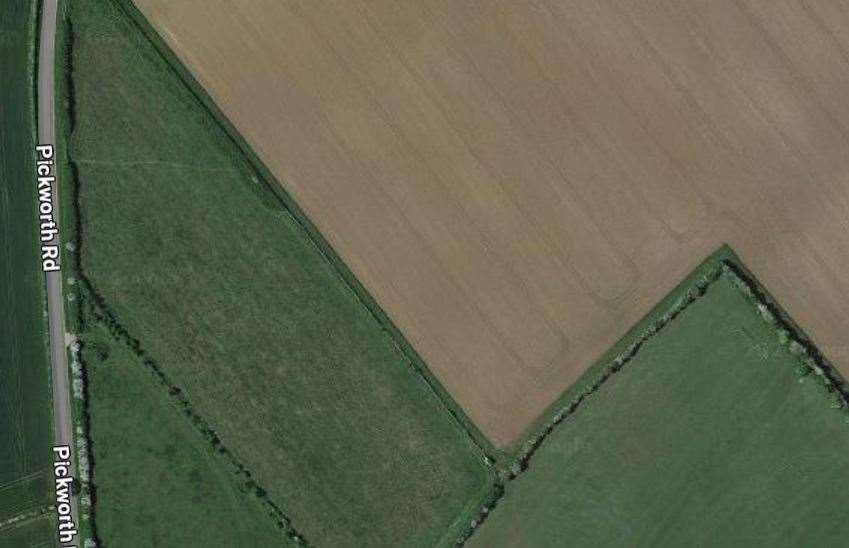 The hope is to build an underground house in this field off Pickworth Road. Photo: Google