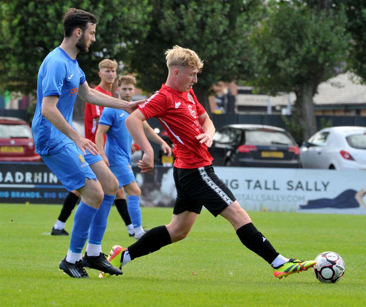 Match action from Pinchbeck's home game with Wivenhoe on Saturday. Photo: Chris Lowndes
