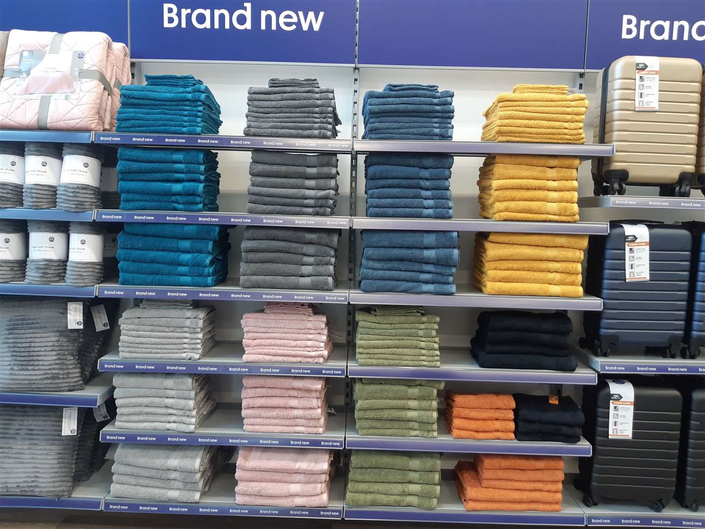 New goods are also available, including towels, throws and suitcases
