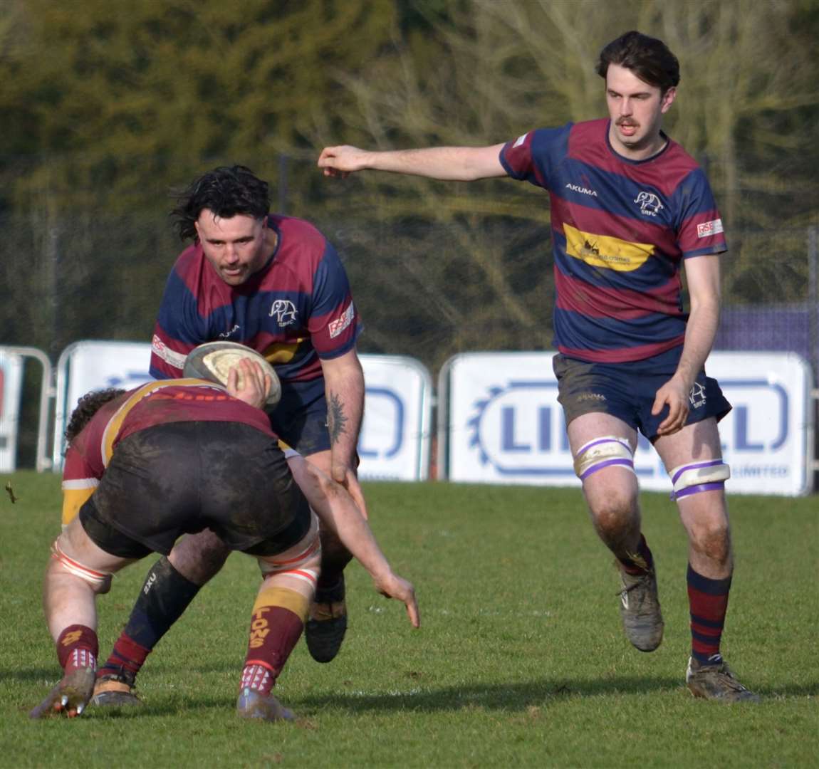Action from Spalding's away win at Towcestrians on Saturday. Photo: John Constable