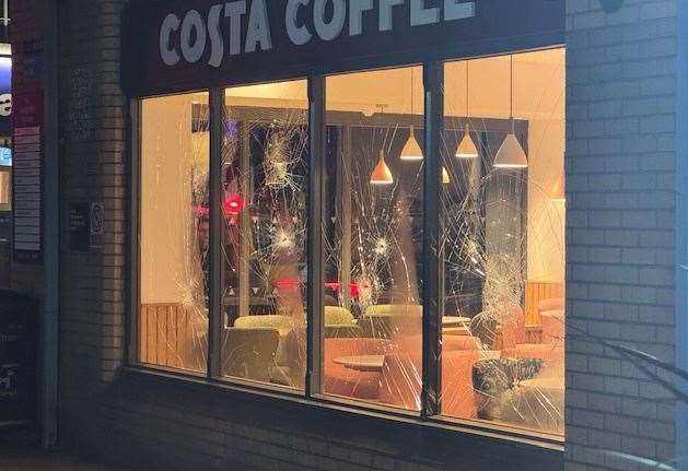 Police are investigating the criminal damage at Costa in Bourne. Photo: Jason Richardson