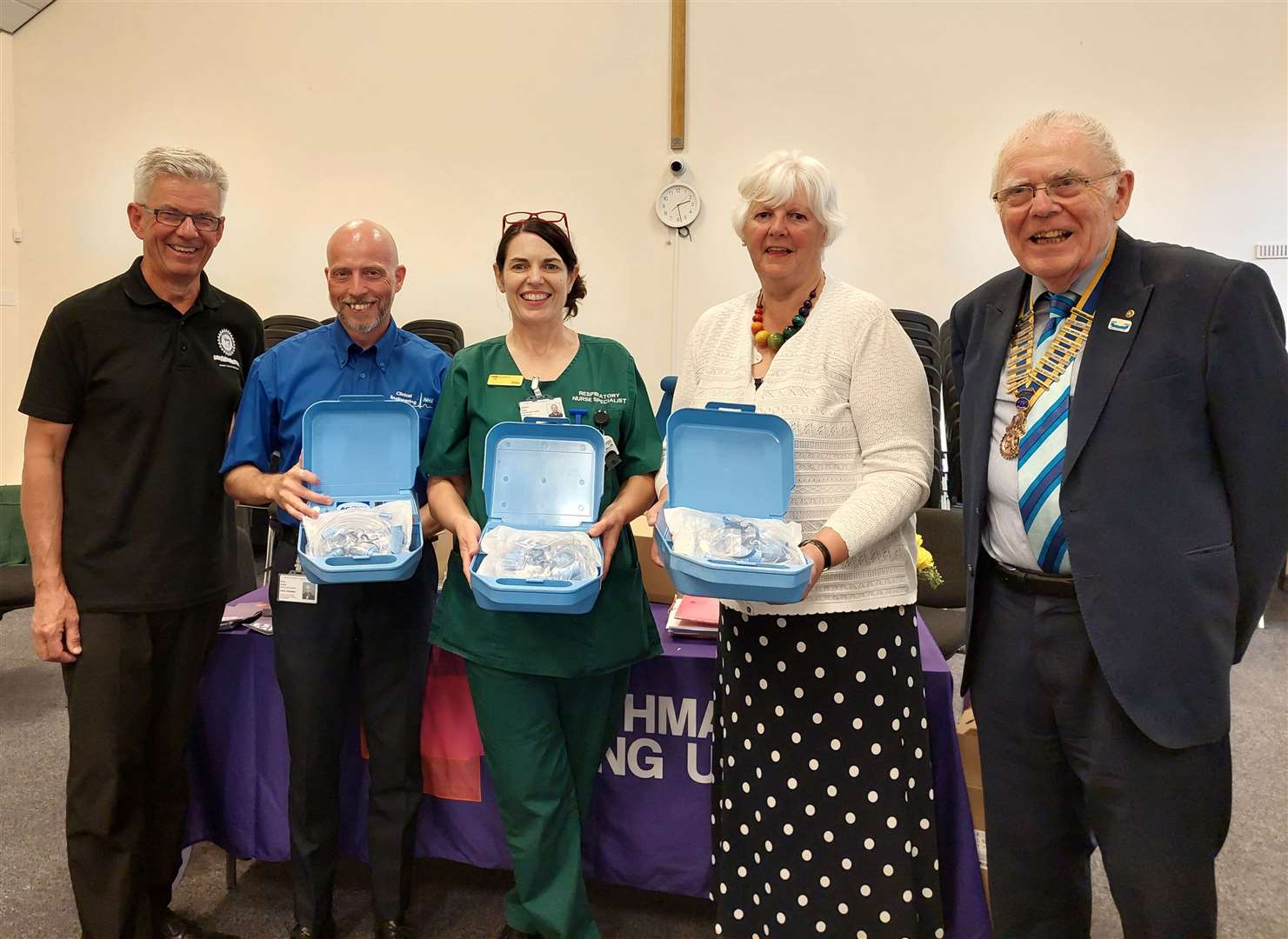 Members of the Rotary Club of Grantham donated the nebulisers to Grantham Hospital.