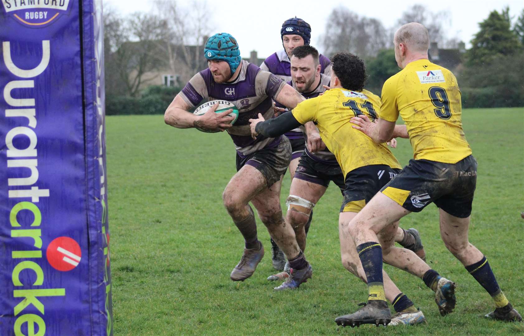 Derby day action as Stamford tackled Bourne. Photo: Darren Dolby