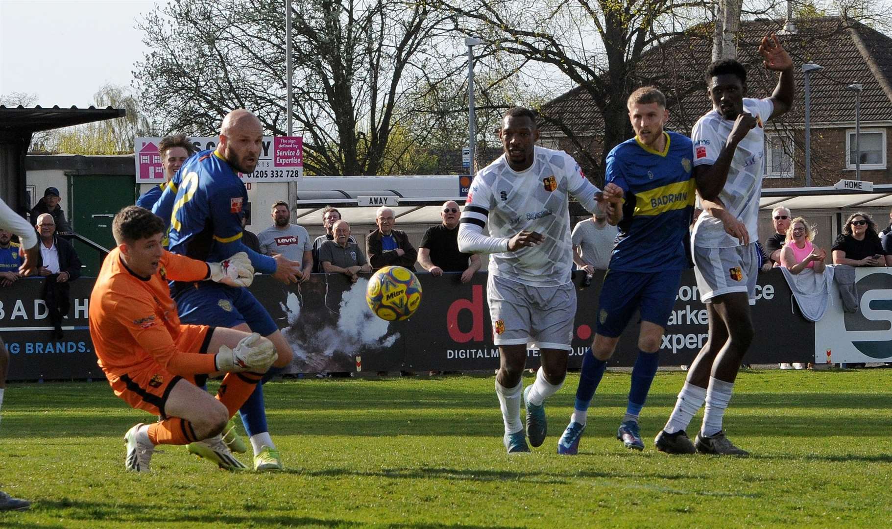 Action from Spalding United's goalless draw with Alvechurch. Photo: Chris Lowndes