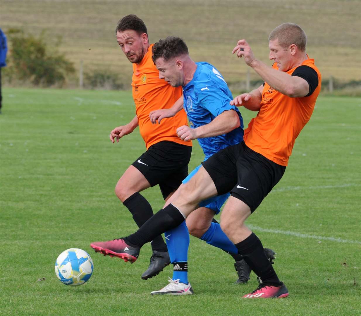 Josh Porter, centre, scored Uppingham's third equaliser.
