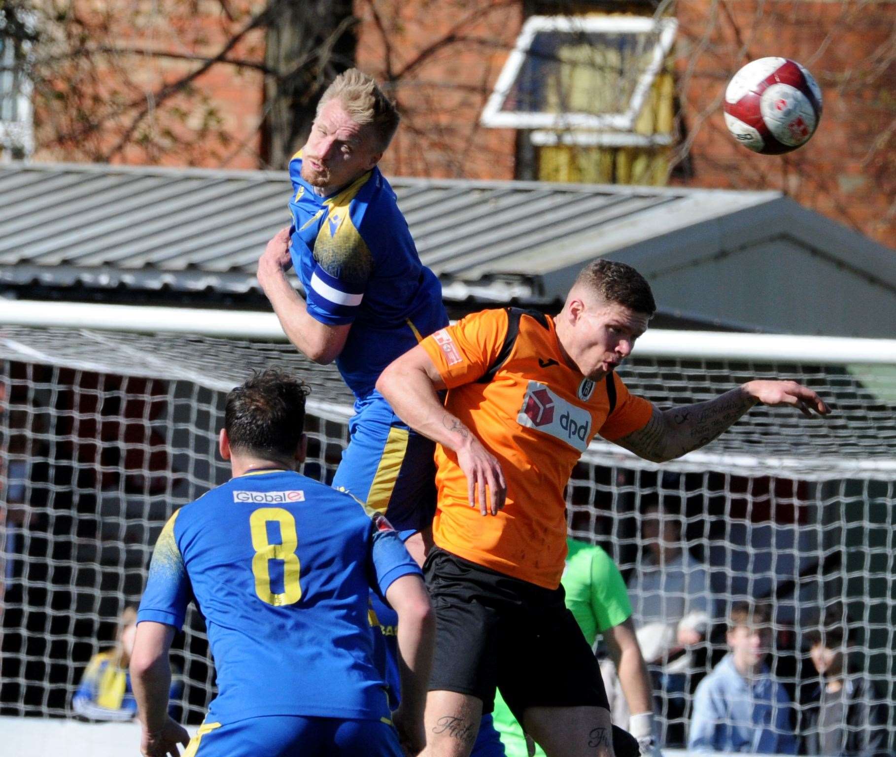 Action from Spalding's home win over Hinckley Leicester Road. Photo: Chris Lowndes
