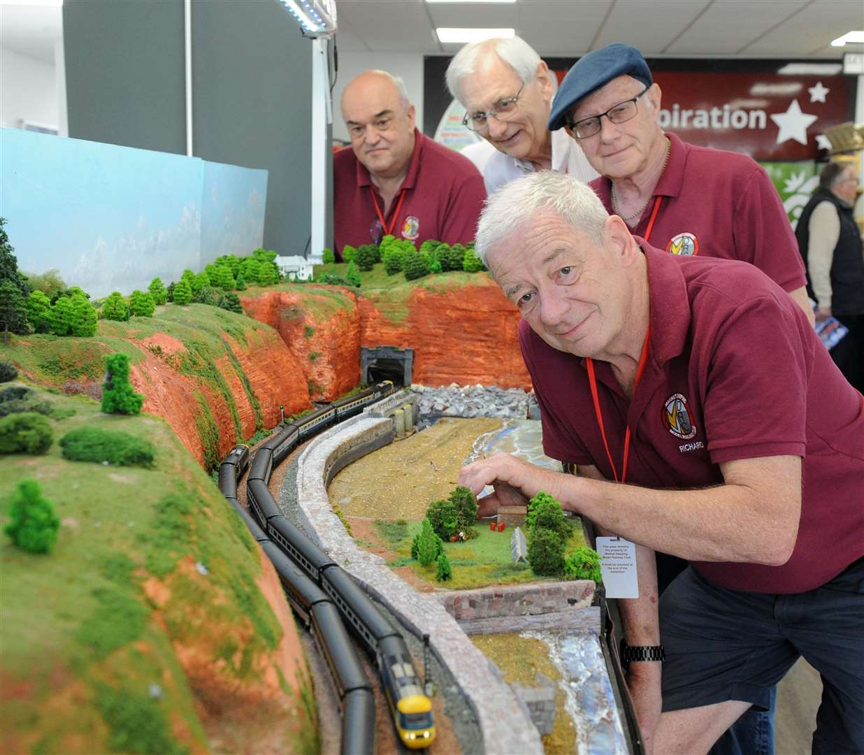 Market Deeping Model Railway Club members, from left, Dave Ashwood, Peter Davies, Bill Sowerby and Richard Elms with Holcombe Beach. Photo Chris Lowndes