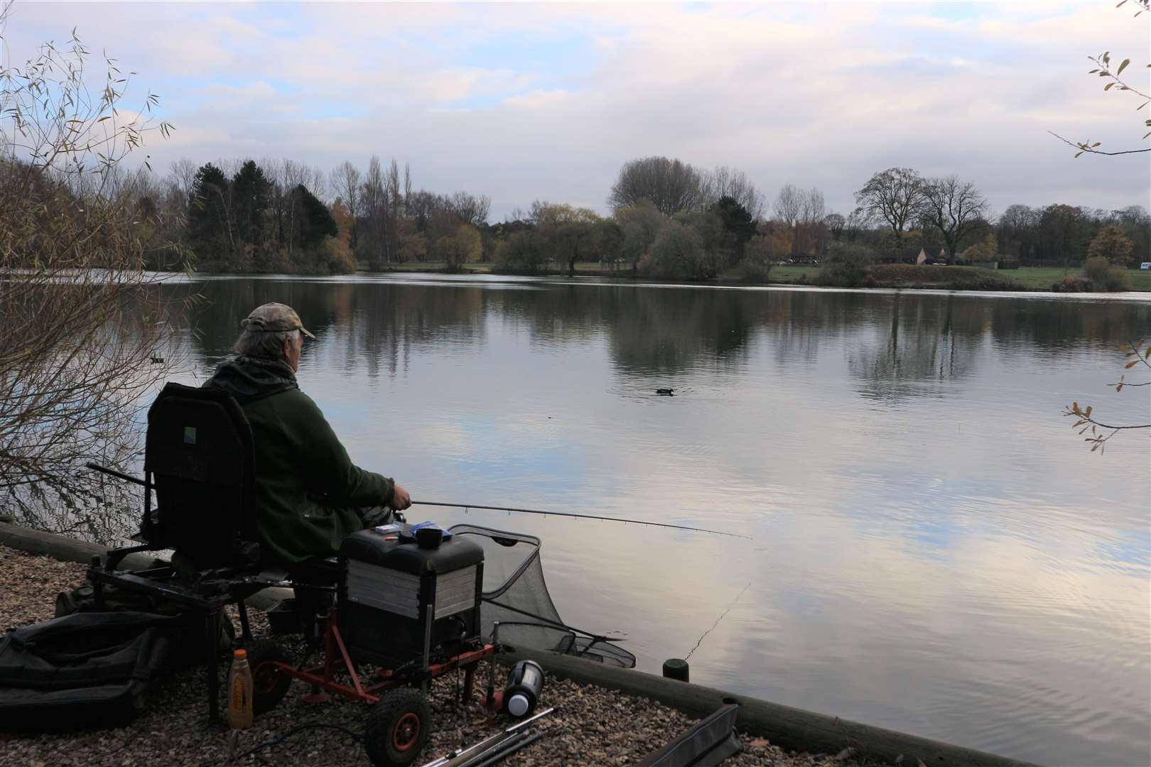 Woodland Waters regular 'Ralph', who is an expert at finding fish, no matter what the weather is doing. (61641588)