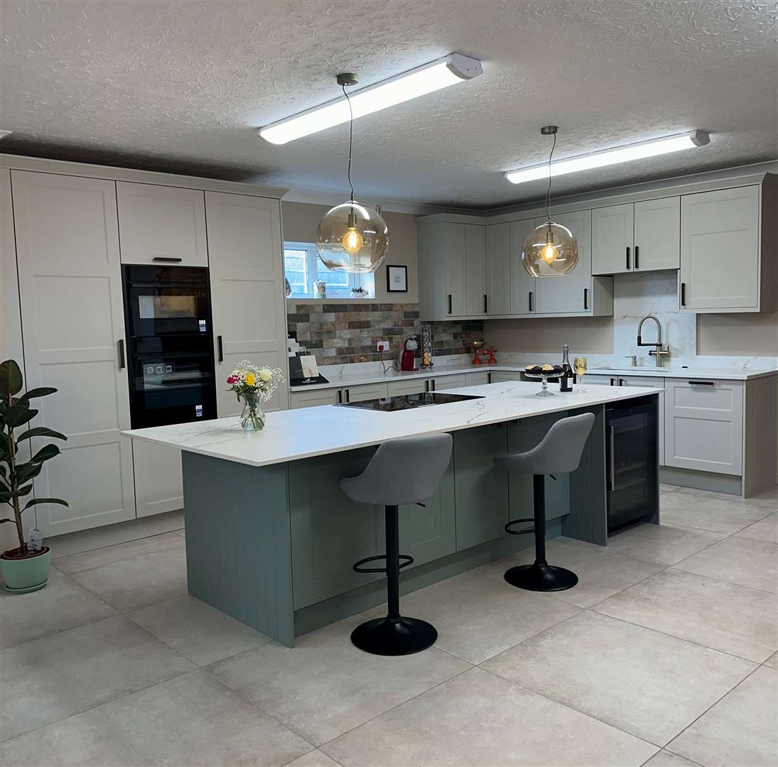 The showroom offers kitchens. bathroom, tiling, lighting and flooring