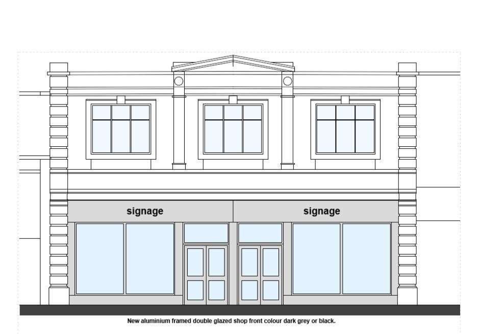 The proposed shop fronts. Photo: Narans & Johal Ltd / Gordon White and Hood