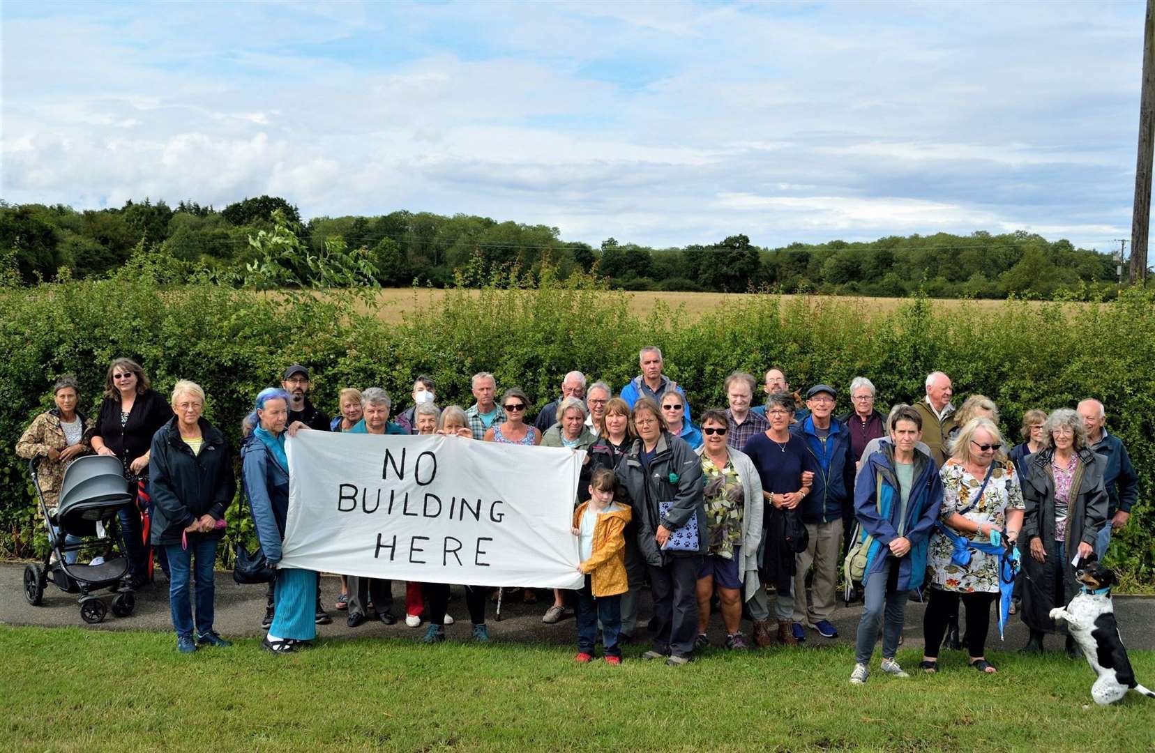 Friends of Bourne Wood staged a protest against plans for Aldi to build a new supermarket in West Road, Bourne. Photo: Peter Sharpe