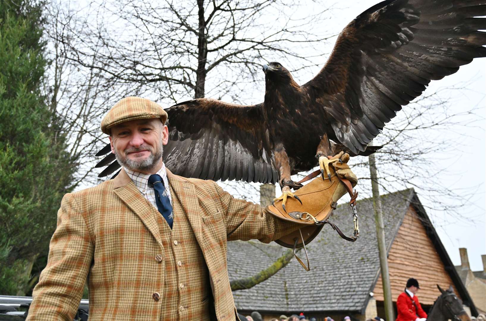 Falconer John Mease with his eagle. Photo: David Lowndes