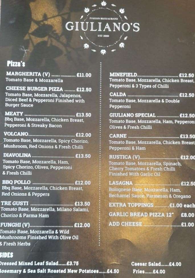 The menu is mouth watering just reading it