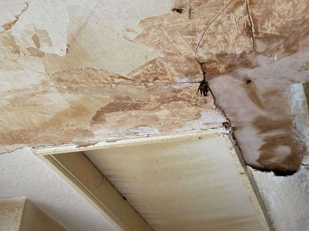 The ceiling of a home in Lumby’s Terrace