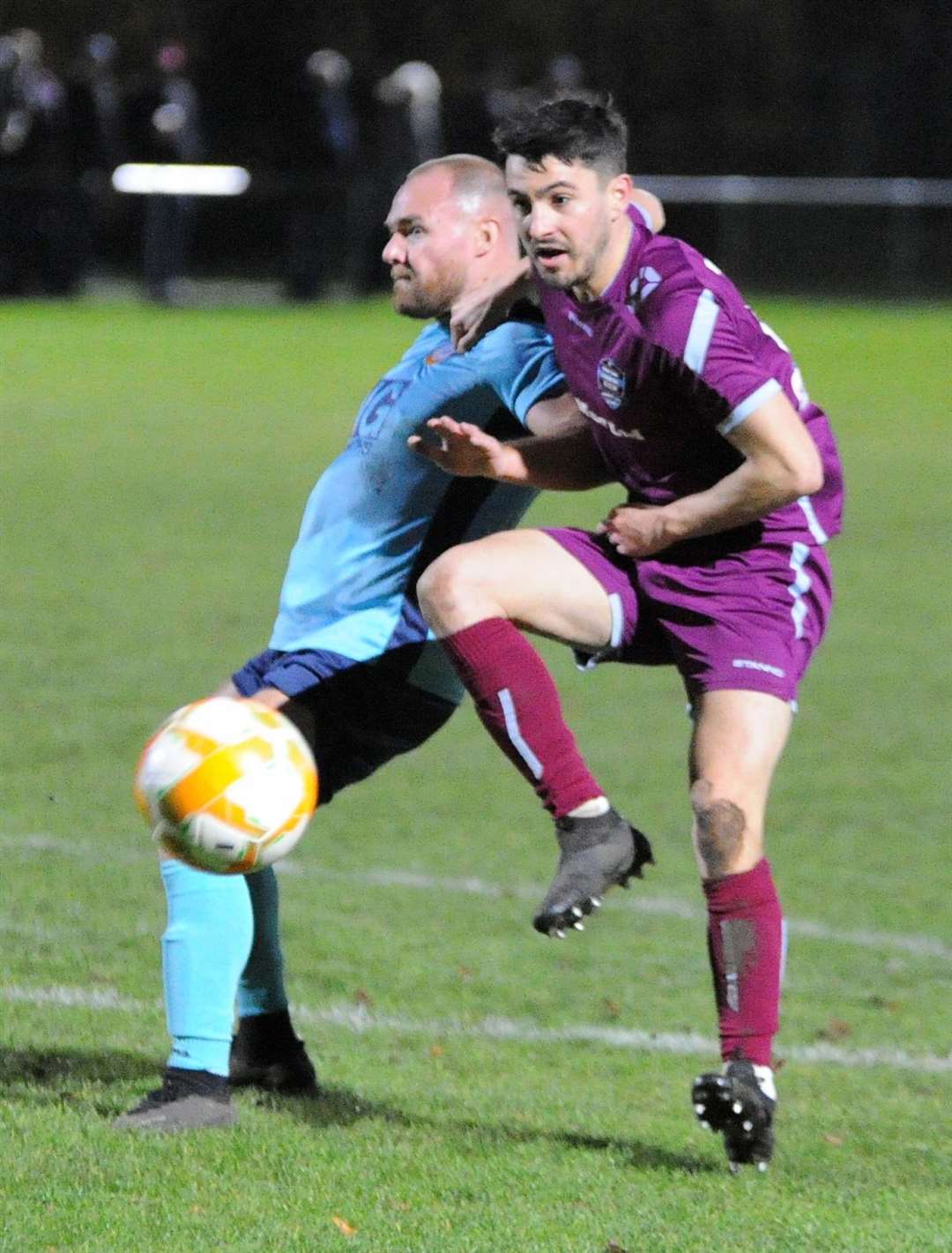 Action from Bourne Town's victory over Radford. Photo: Chris Lowndes