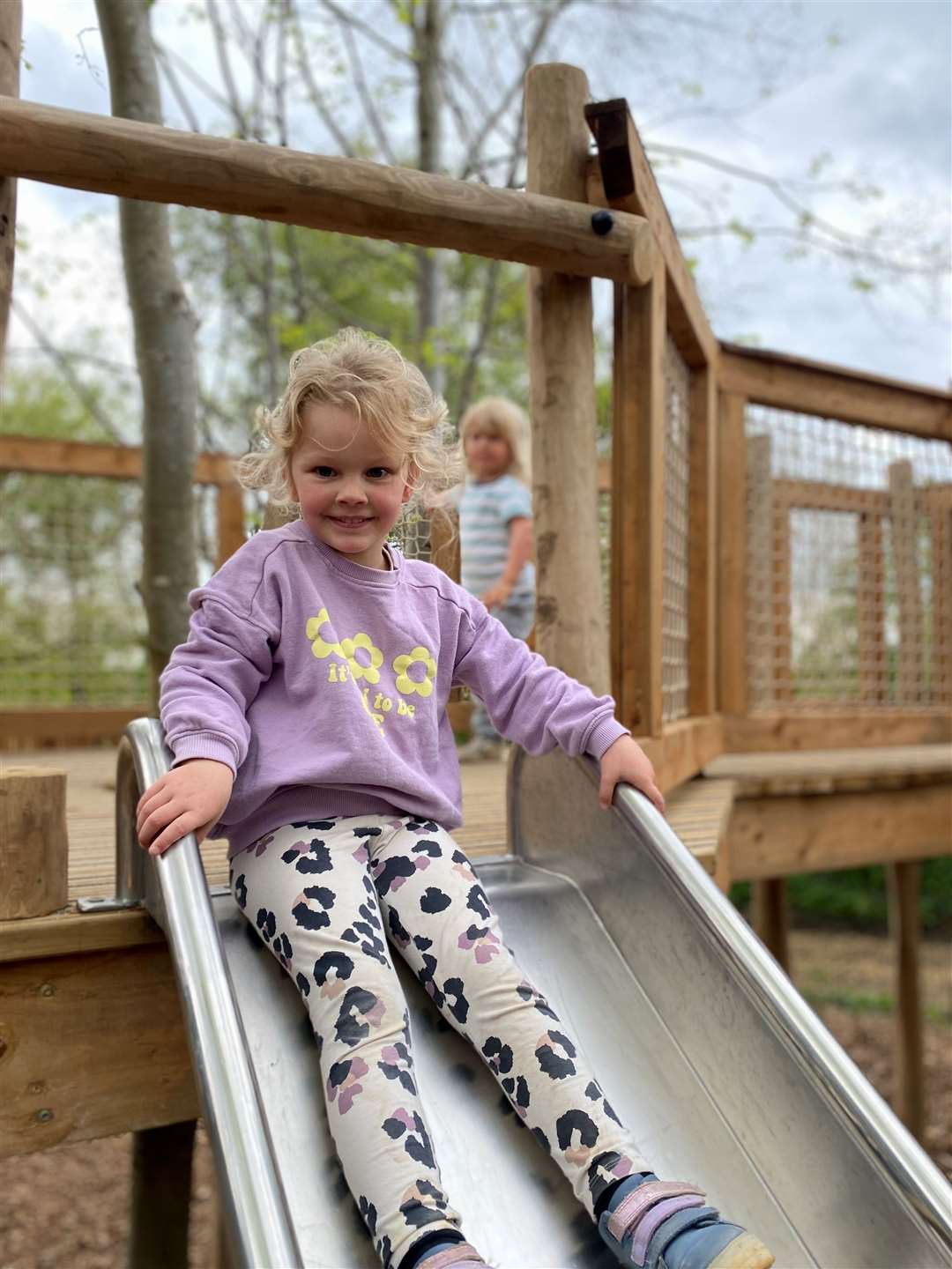 Florence Bowie, 4, on the slide
