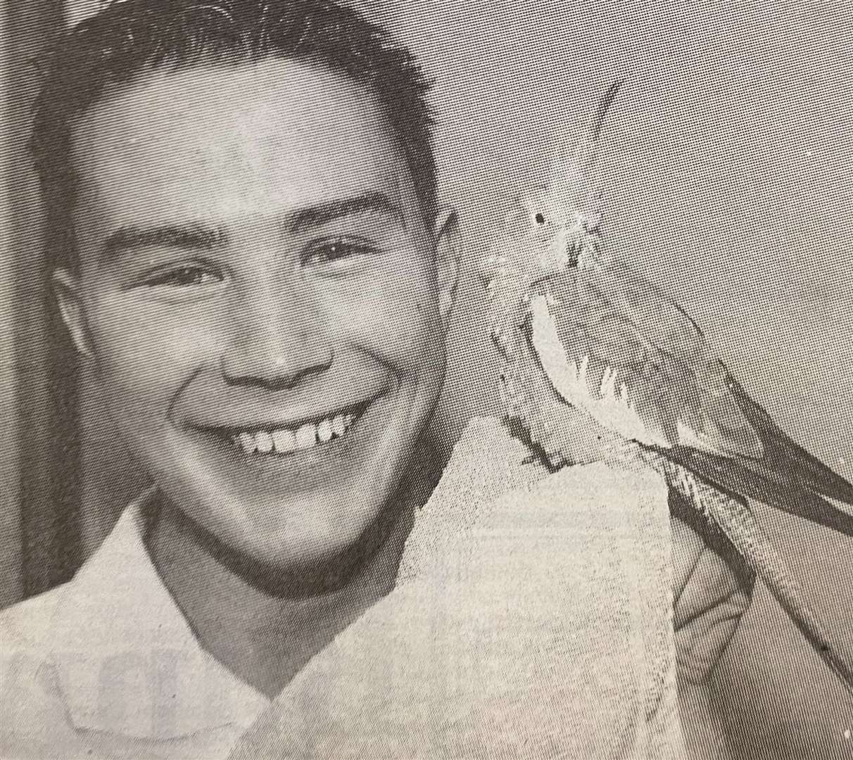 Lee Scoot with the funky haired cockatiel 25 years ago.