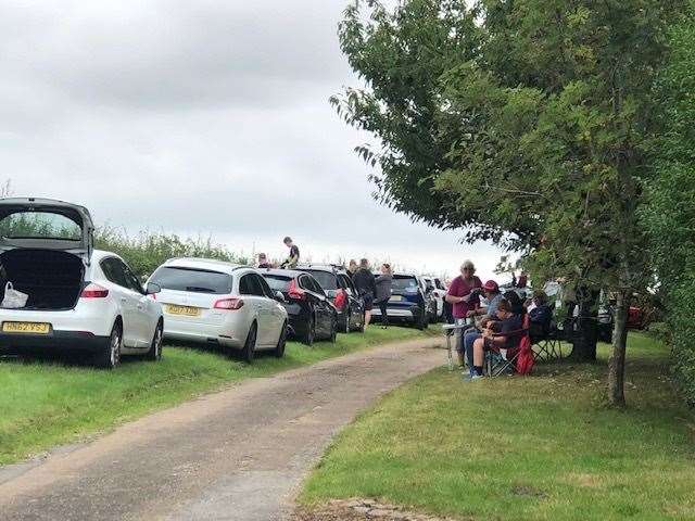 Cars parked bumper to bumper along Longhedge Lane whilst watching a private airshow at RAF Syerston in August 2022. Photo: Peter Moyes. (61714277)
