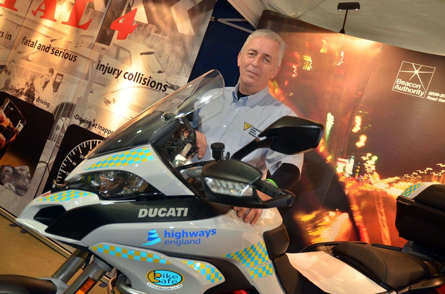 Springfields motorbike showJohn Siddle of Lincs Road Safety Partnership re-introduces Bike Safe, 5 years after it was stopped. (27061634)