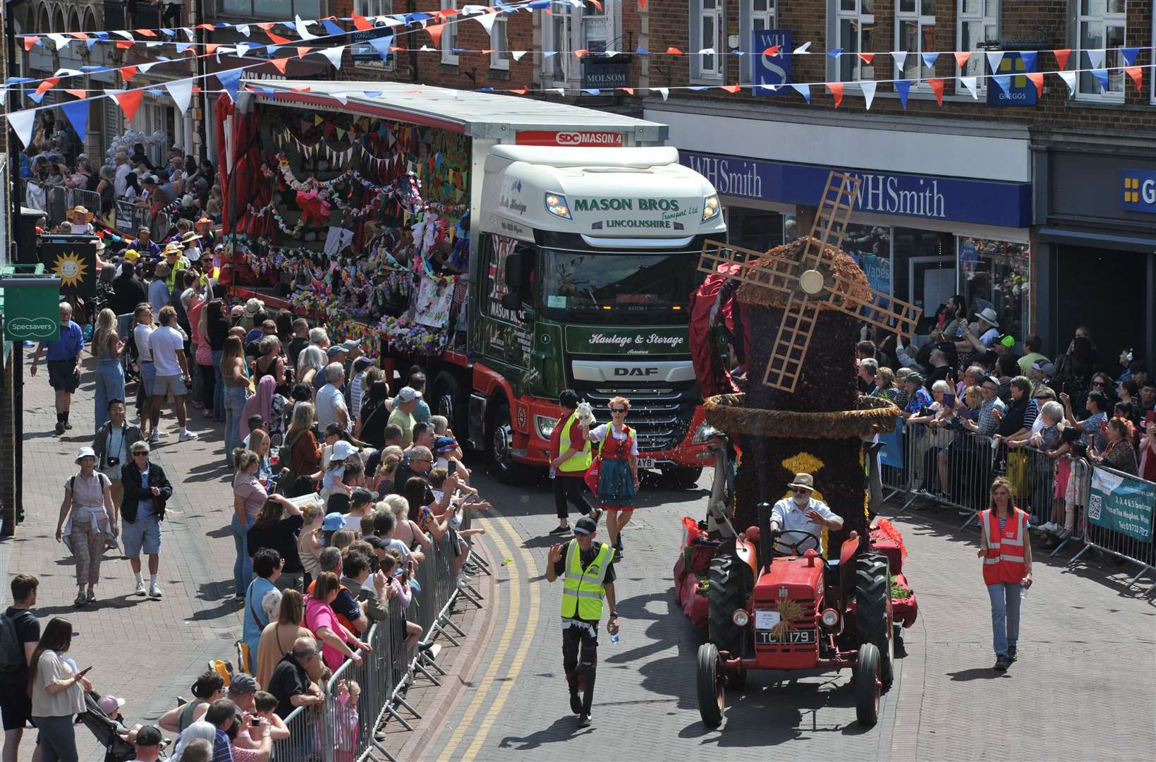 Some of the floats make their way through Spalding town centre PHOTO: CHRIS LOWNDES