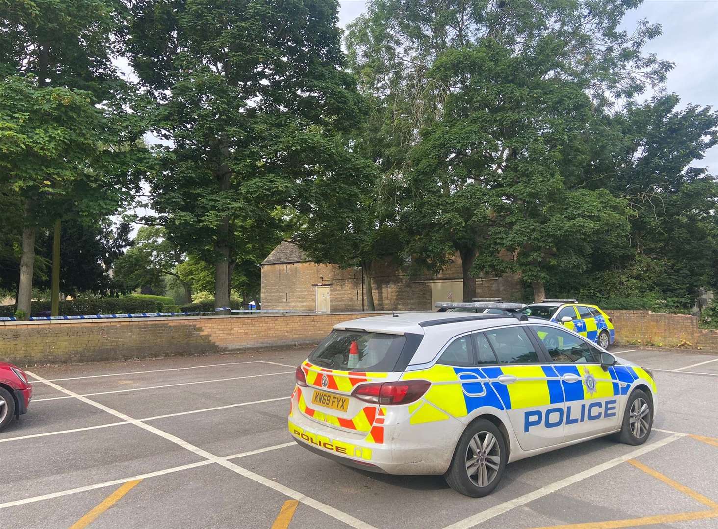 Police on the scene at Wellhead Park in Bourne