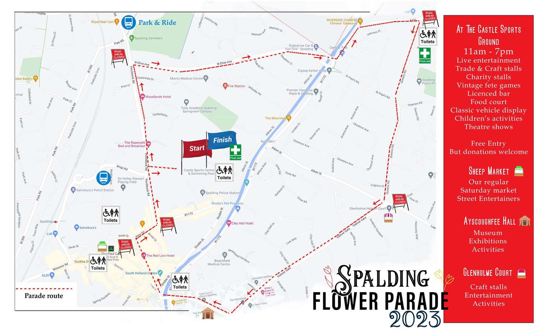 The Spalding Flower Parade 2023 map