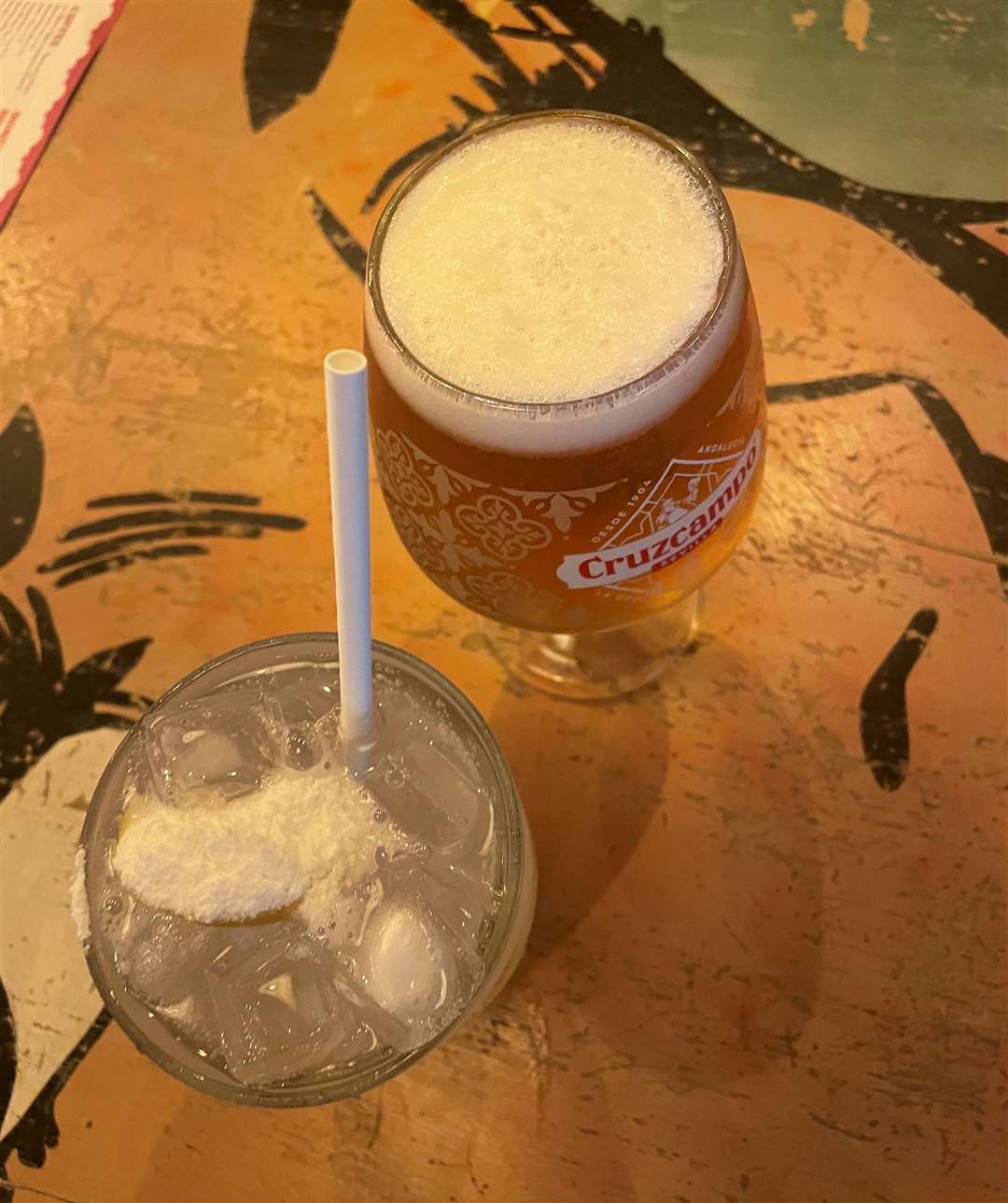 A lager and a sherbert lemonade
