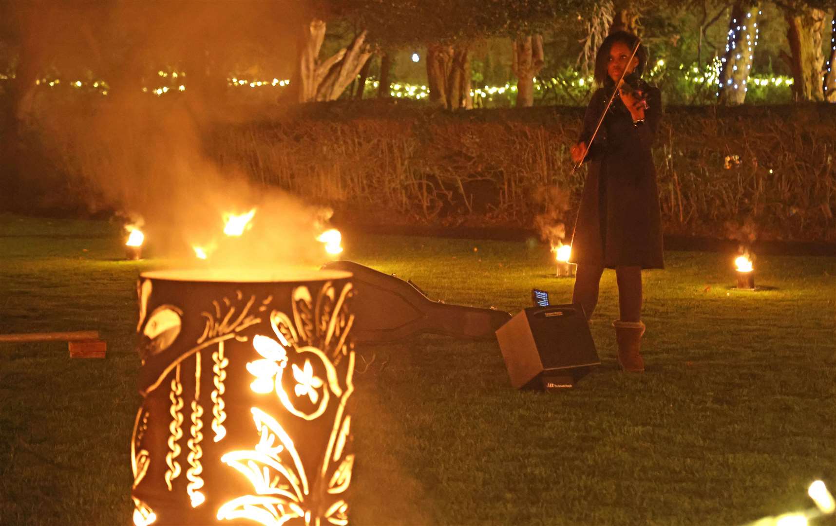 Entertainers in the fire garden created in Spalding's Ayscoughfee Gardens a previous Pumpkin Festival