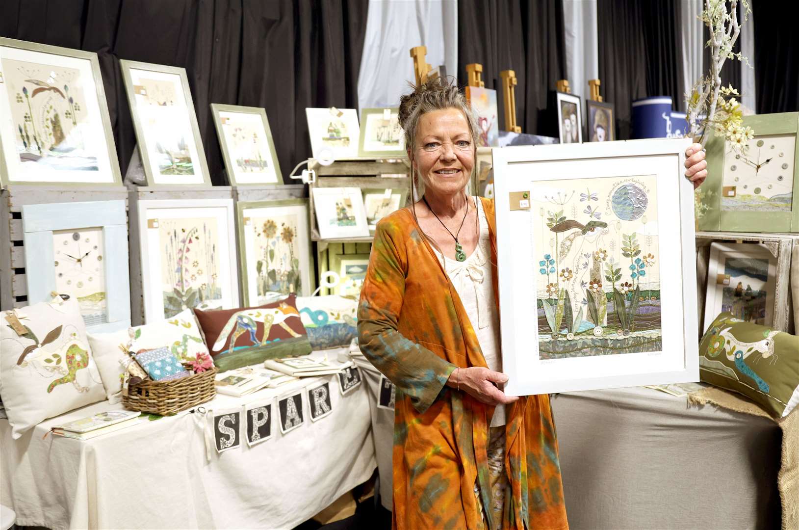 Helen Zalewski from Spare Time, with some of her artwork at the Summer Makers Market held at Springfields Event and Conference Centre PHOTO: PAUL MARRIOTT