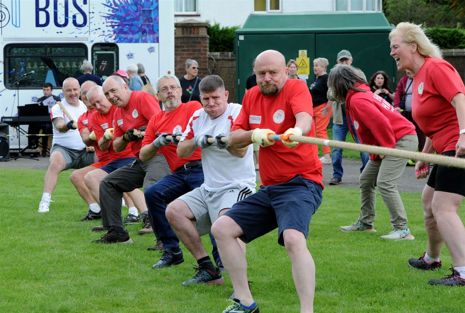 A tug of war team in action at the Give It A Go day in the Sir Halley Stewart Field, in Spalding
