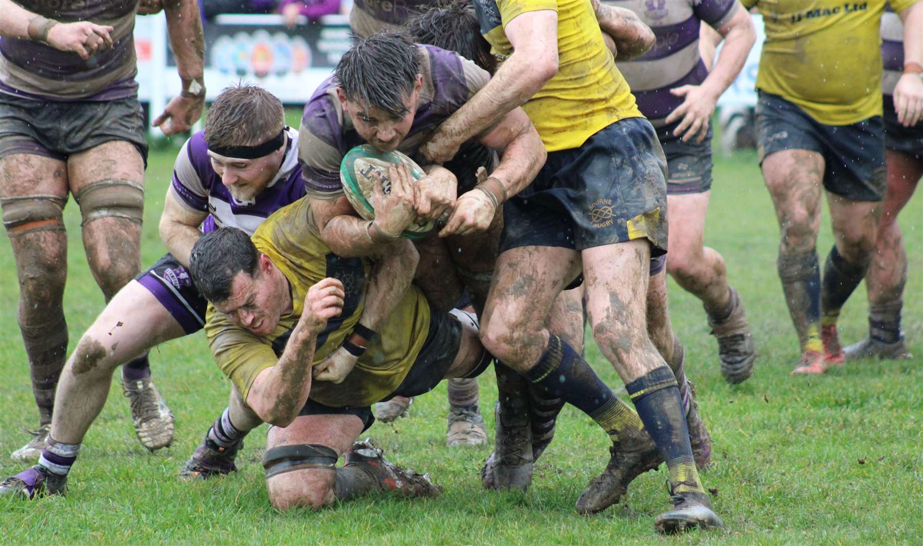 Derby day action as Stamford tackled Bourne. Photo: Darren Dolby