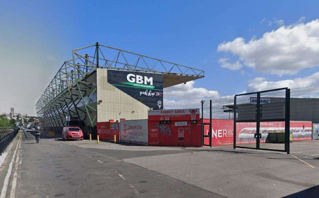 Lincoln City's Sincil Bank home. Image: Google