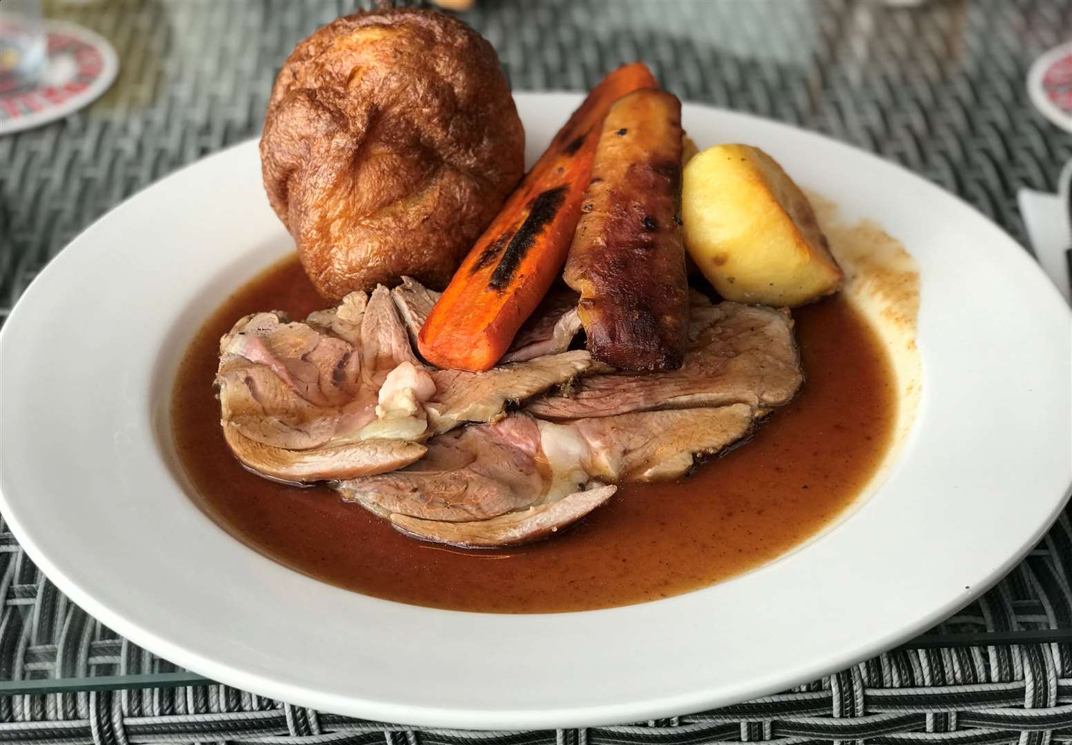 The wood oven roast leg of lamb - before the mountainous side serving of vegetables arrived