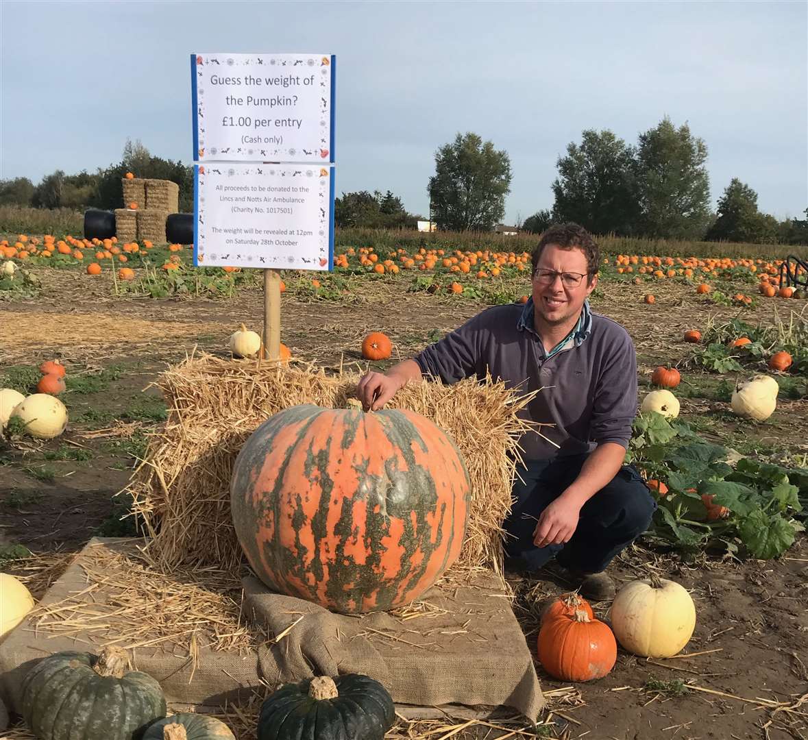 Cowbit farmer William Tyrrell with his pumpkin patch during the autumn