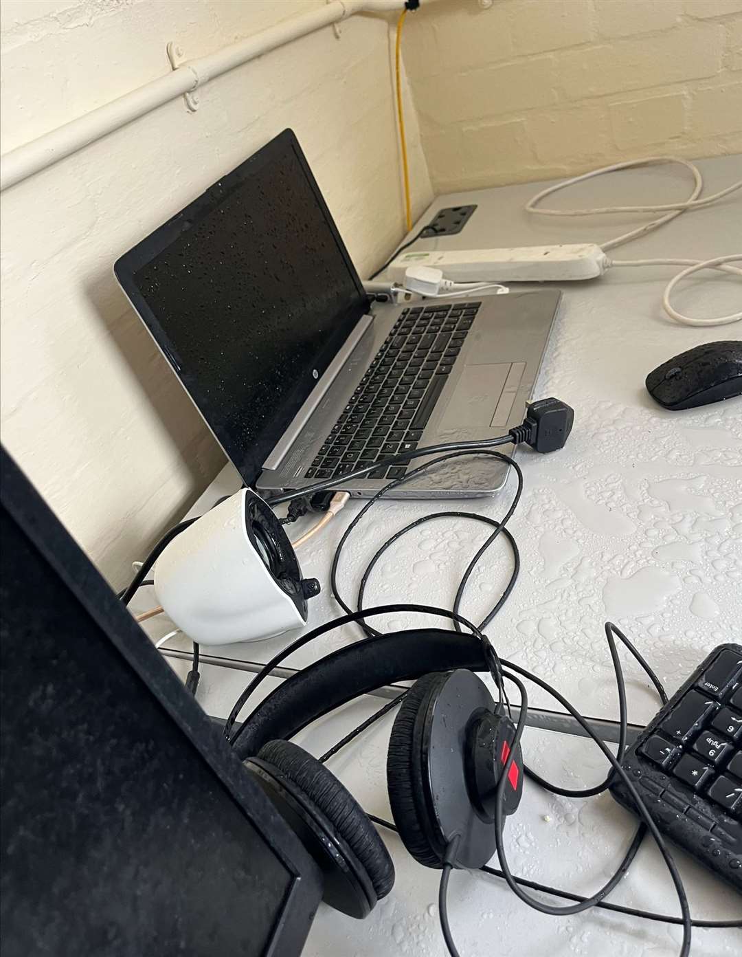 The equipment was left damaged by the water leak