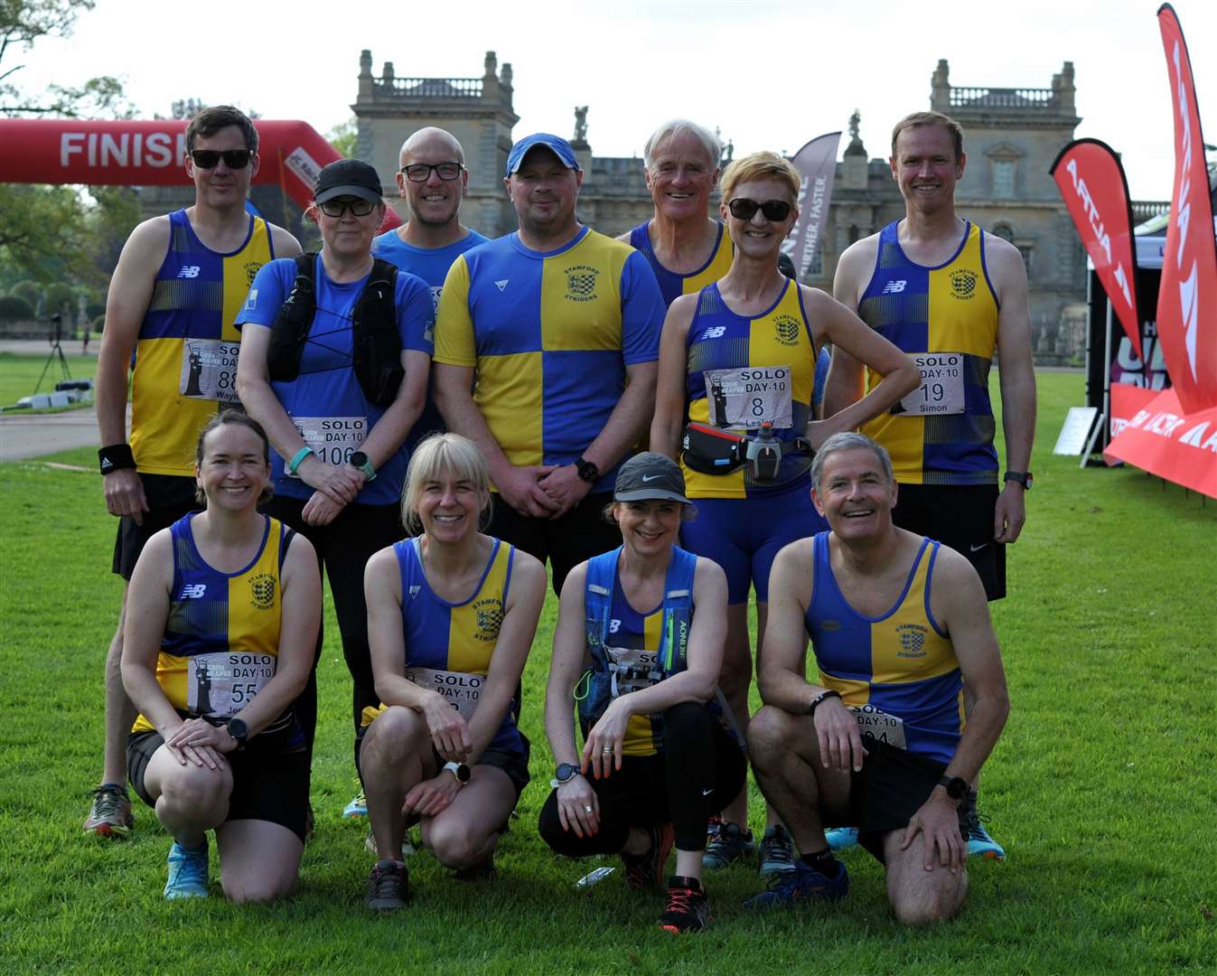 Stamford Striders team photo, back row from left: Wayne Staff, Nessa Winters, Chris Gold, Mark Johnstone, Jim Grant, Lesley Beckingham, Simon Carr. Front from left: Jenny Marples, Suzanne Moon, Cheryl Allibone and Nick Wells