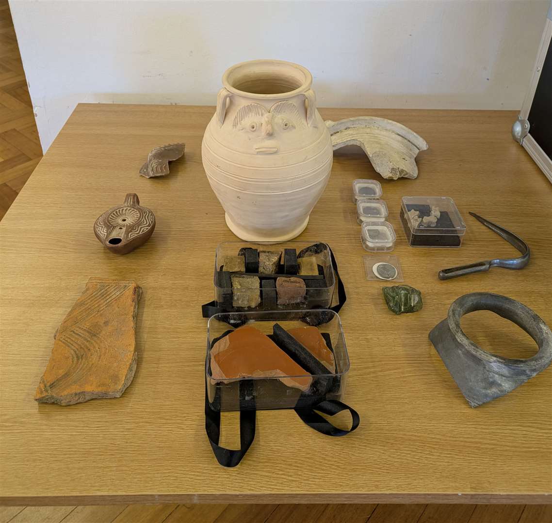 The contents of the Roman life box.