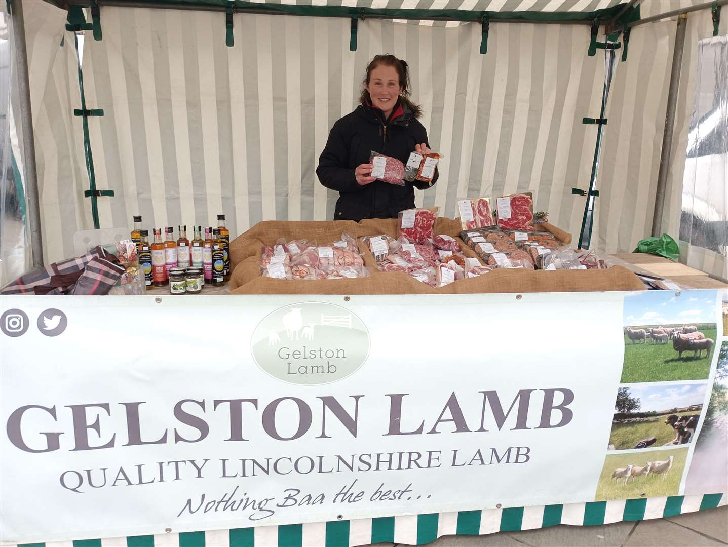 Rachael Mival runs the Gelston Lamb stall on Grantham Market.